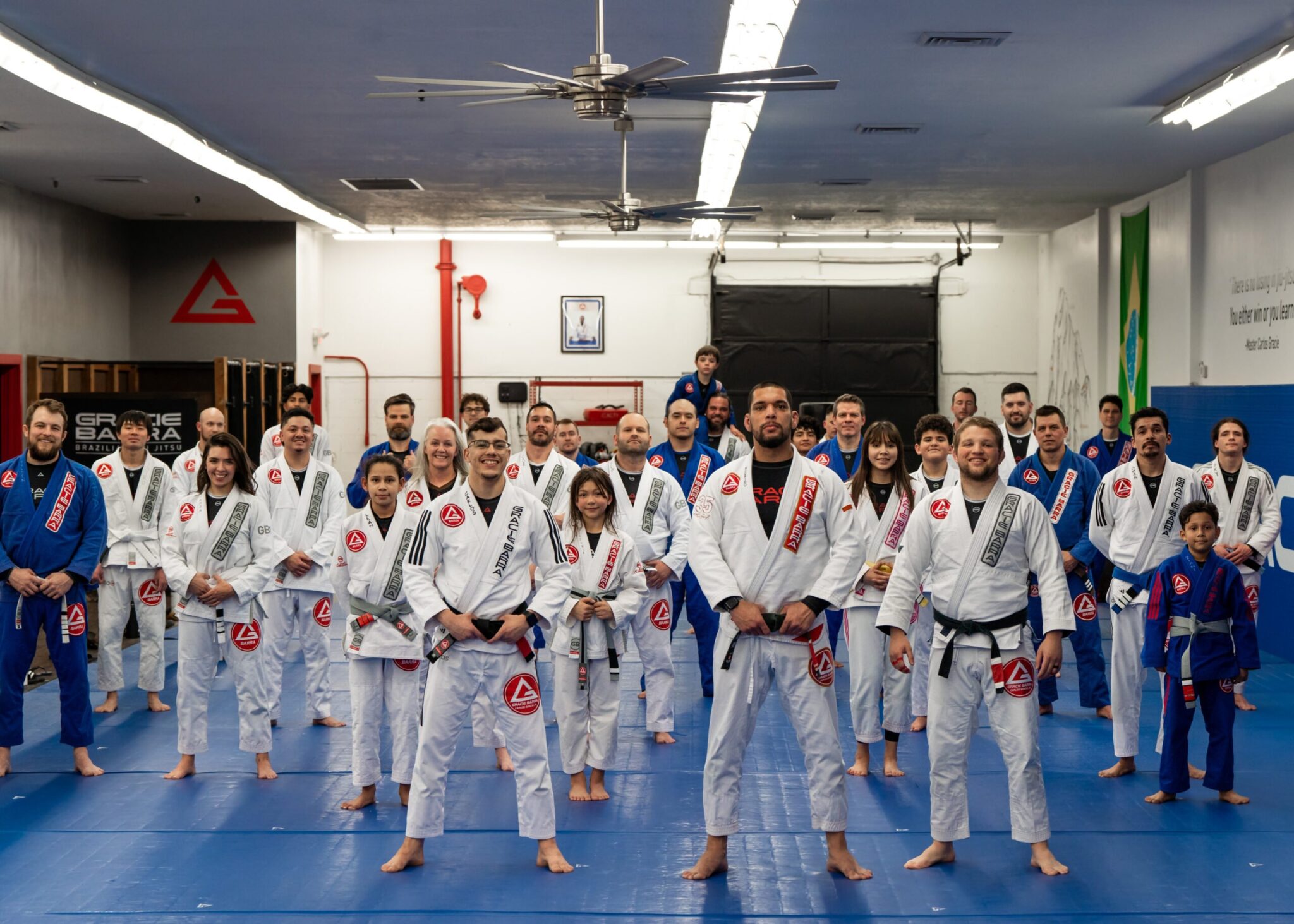 Gracie Barra Riverton in Utah posing for photo lead by Professor Seidler Rodrigo